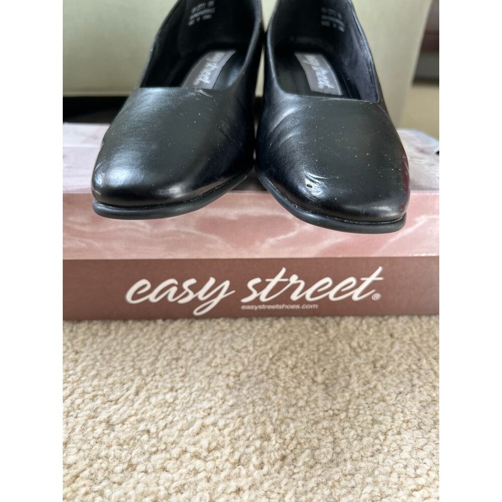 Easy Street Beth Black Faux Leather Low Block Heel Dress Pumps Shoes Size 9 N - Picture 7 of 9